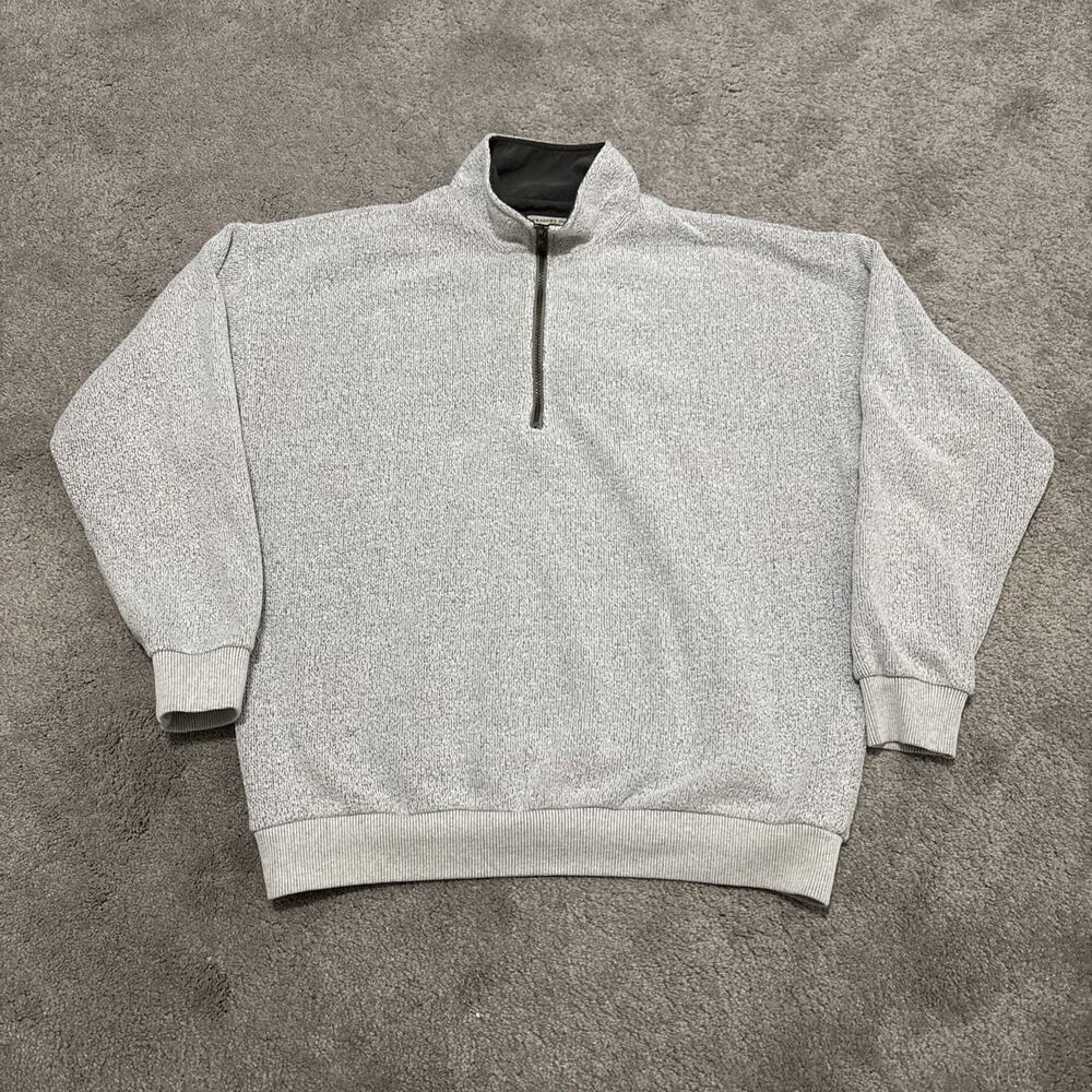 Straight Down Size Medium Gray Heather 1/4 Zip Pullover Sweater Sweatshirt
